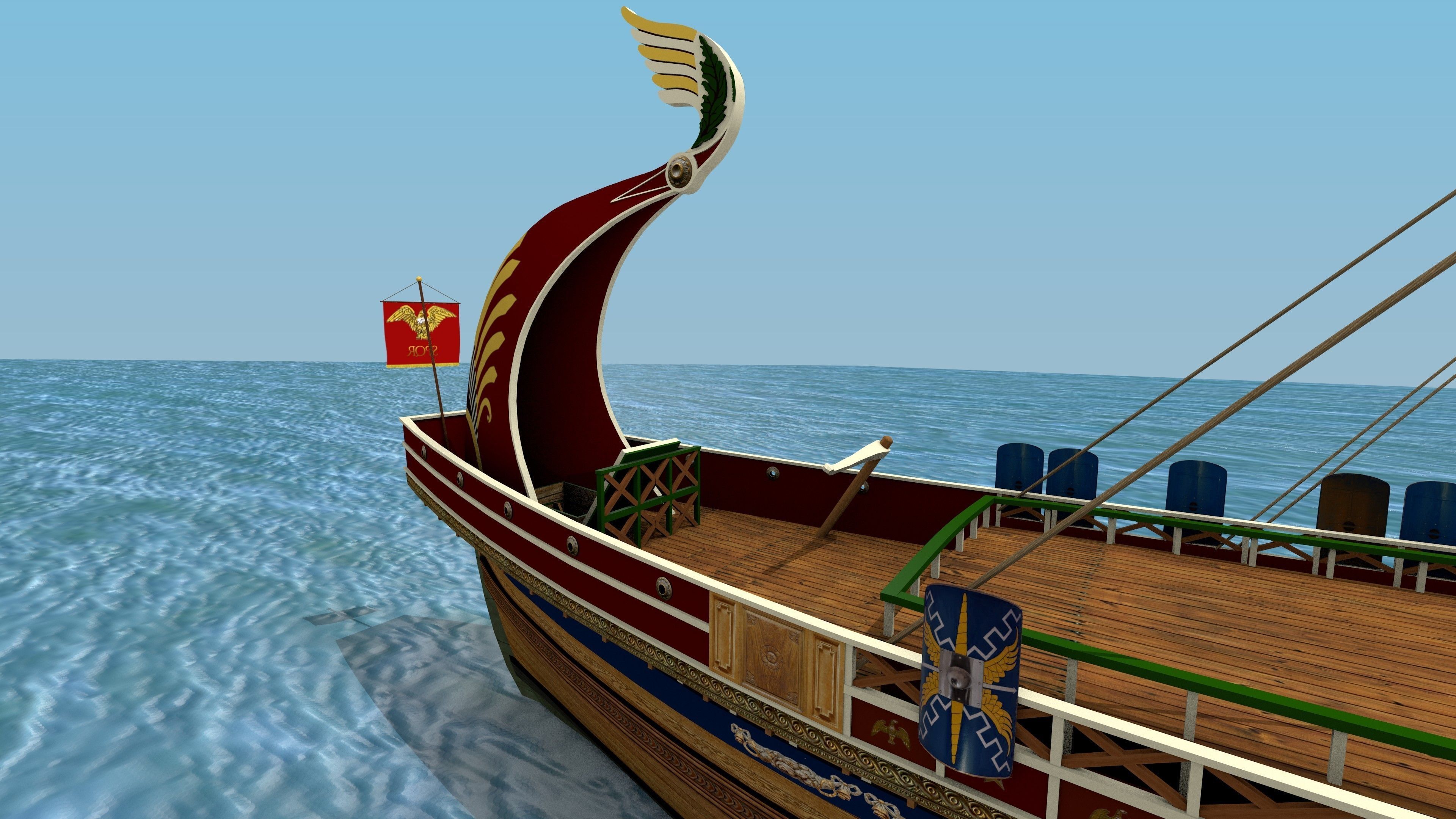 Roman Trireme Battle Ship 3D model_26