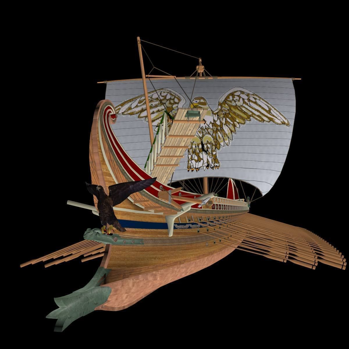 Roman Trireme Battle Ship 3D model_1