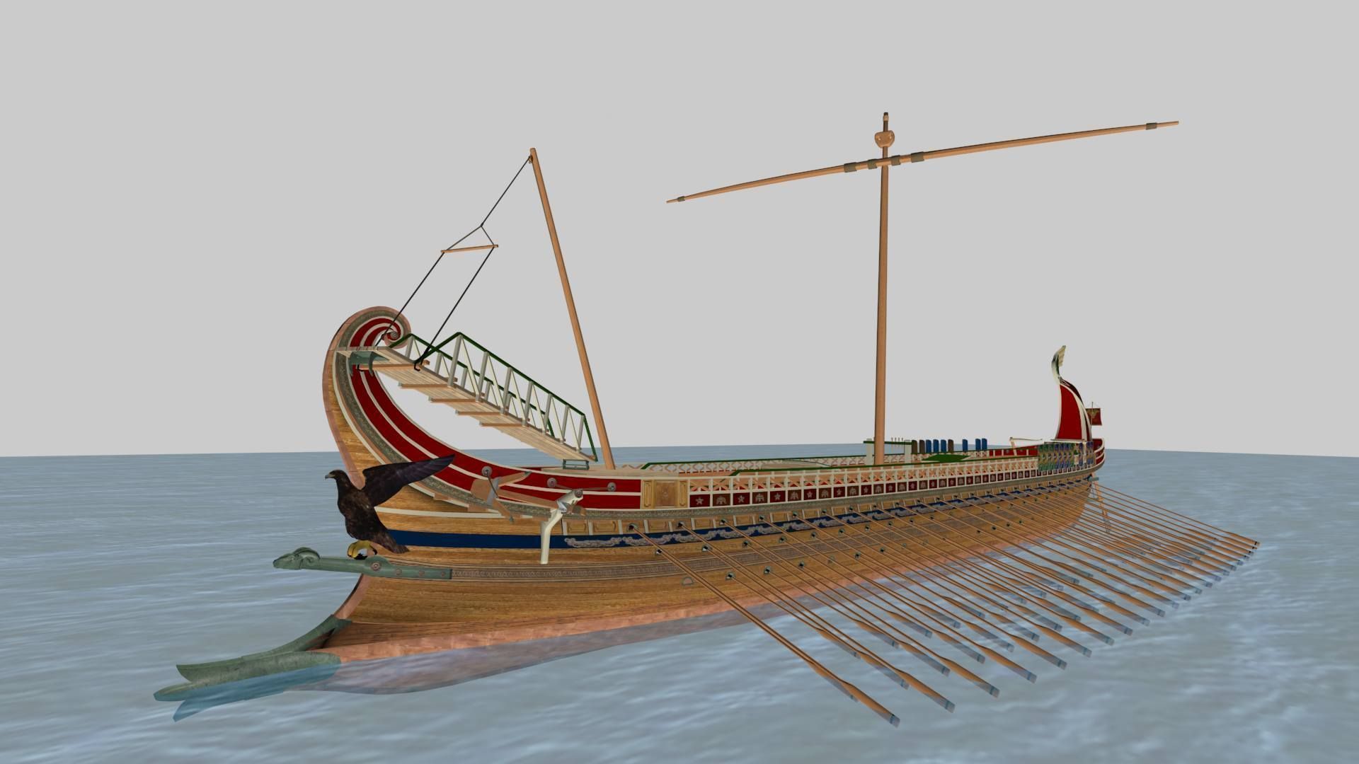 Roman Trireme Battle Ship 3D model_2