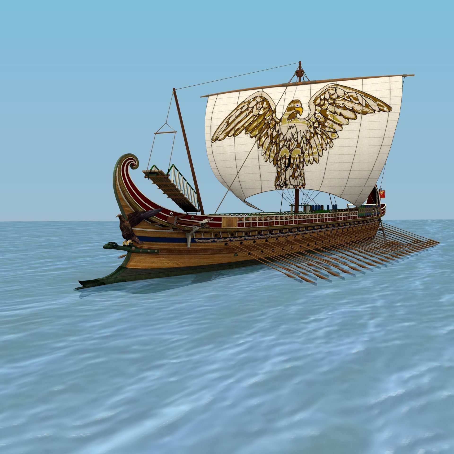 Roman Trireme Battle Ship 3D model_45