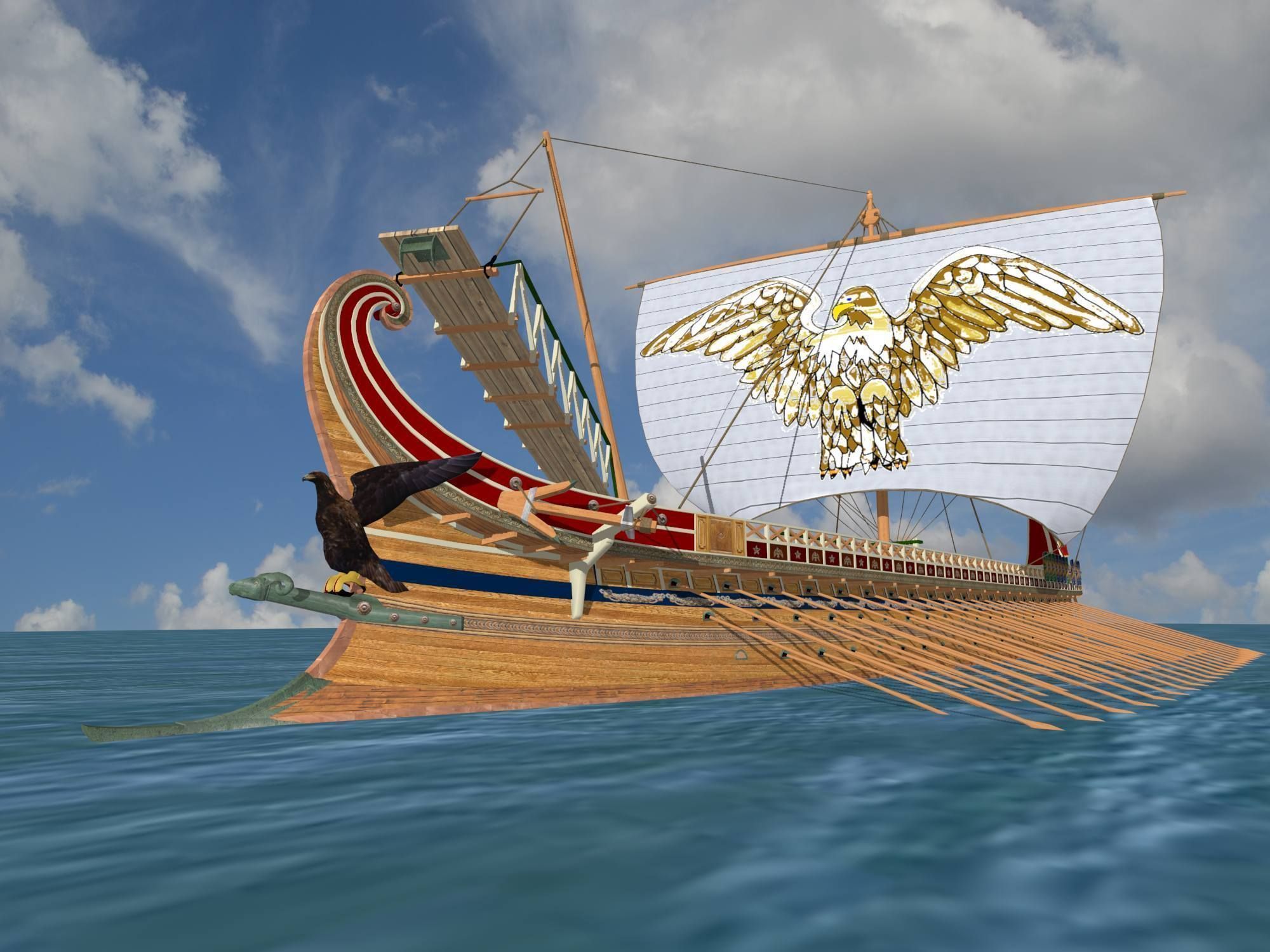 Roman Trireme Battle Ship 3D model_46