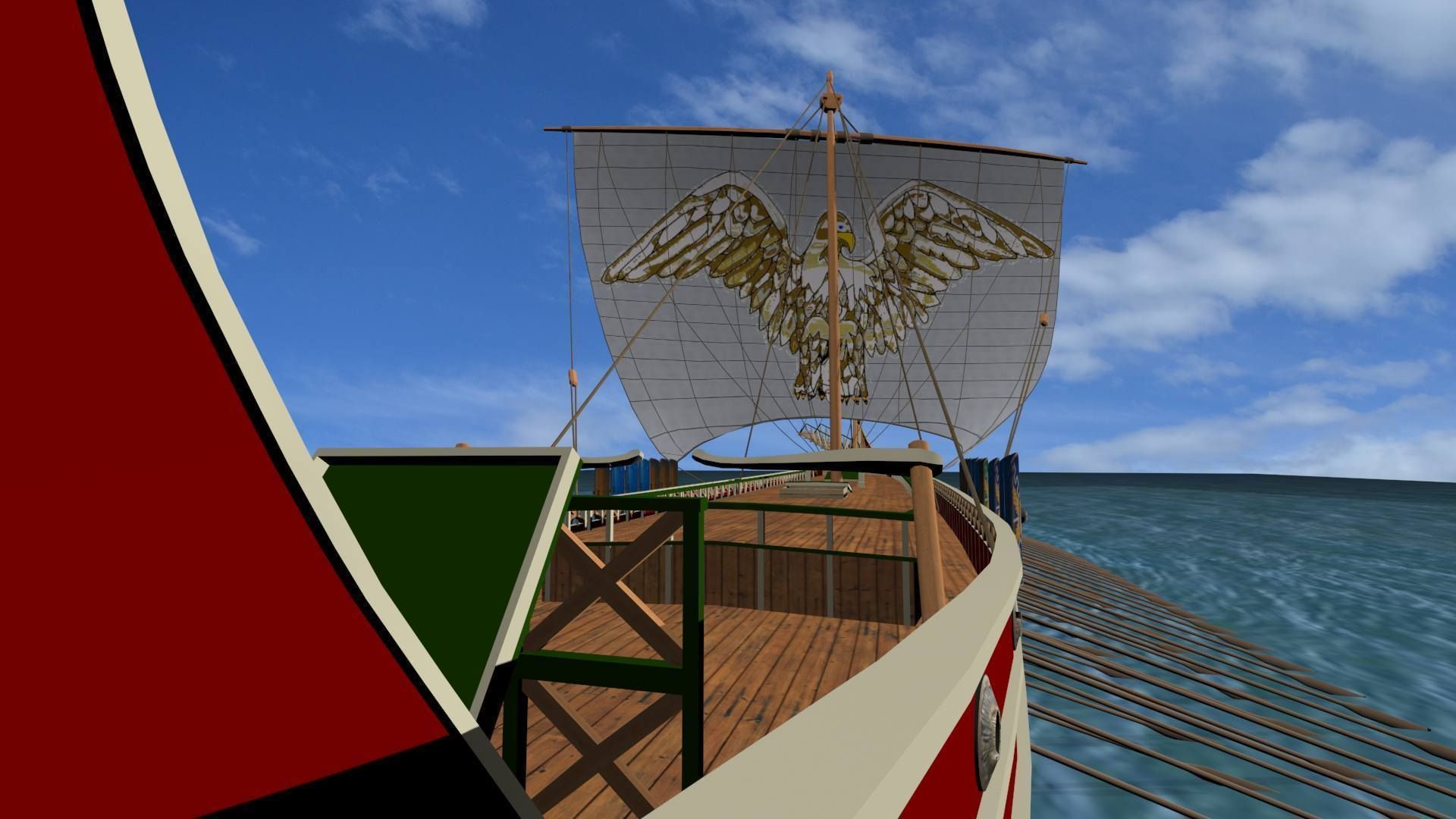 Roman Trireme Battle Ship 3D model_7