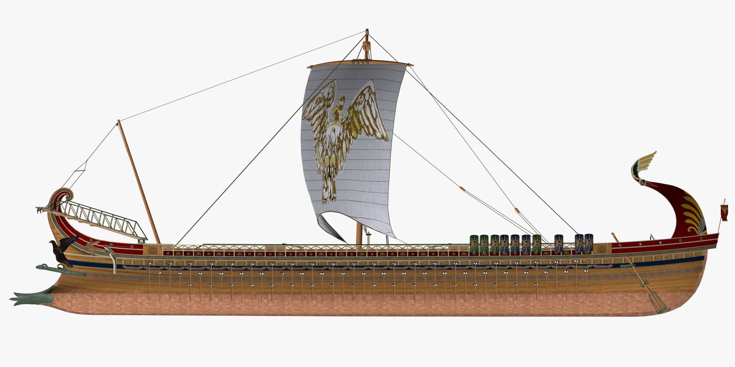 Roman Trireme Battle Ship 3D model_32