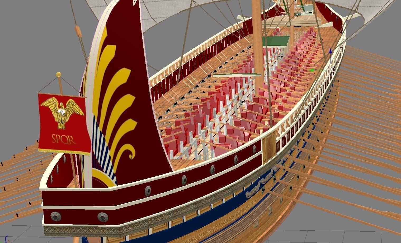 Roman Trireme Battle Ship 3D model_35