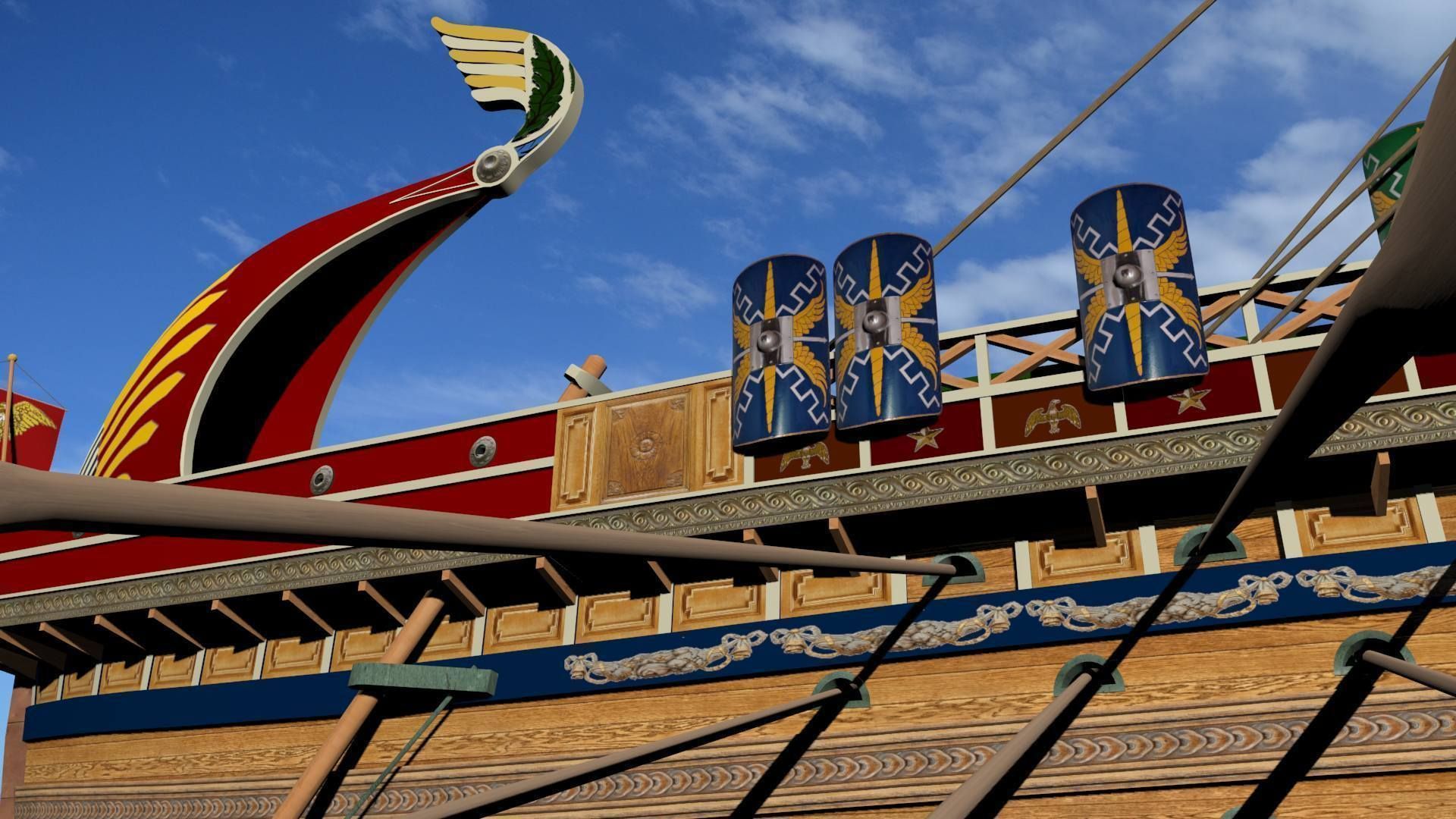 Roman Trireme Battle Ship 3D model_10