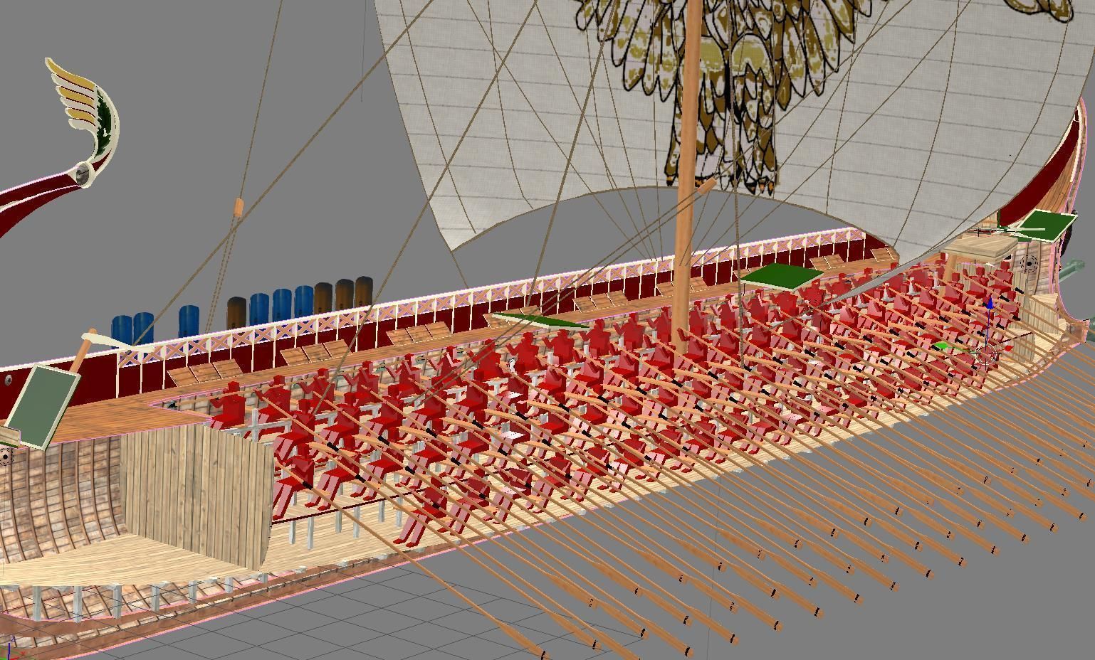 Roman Trireme Battle Ship 3D model_36