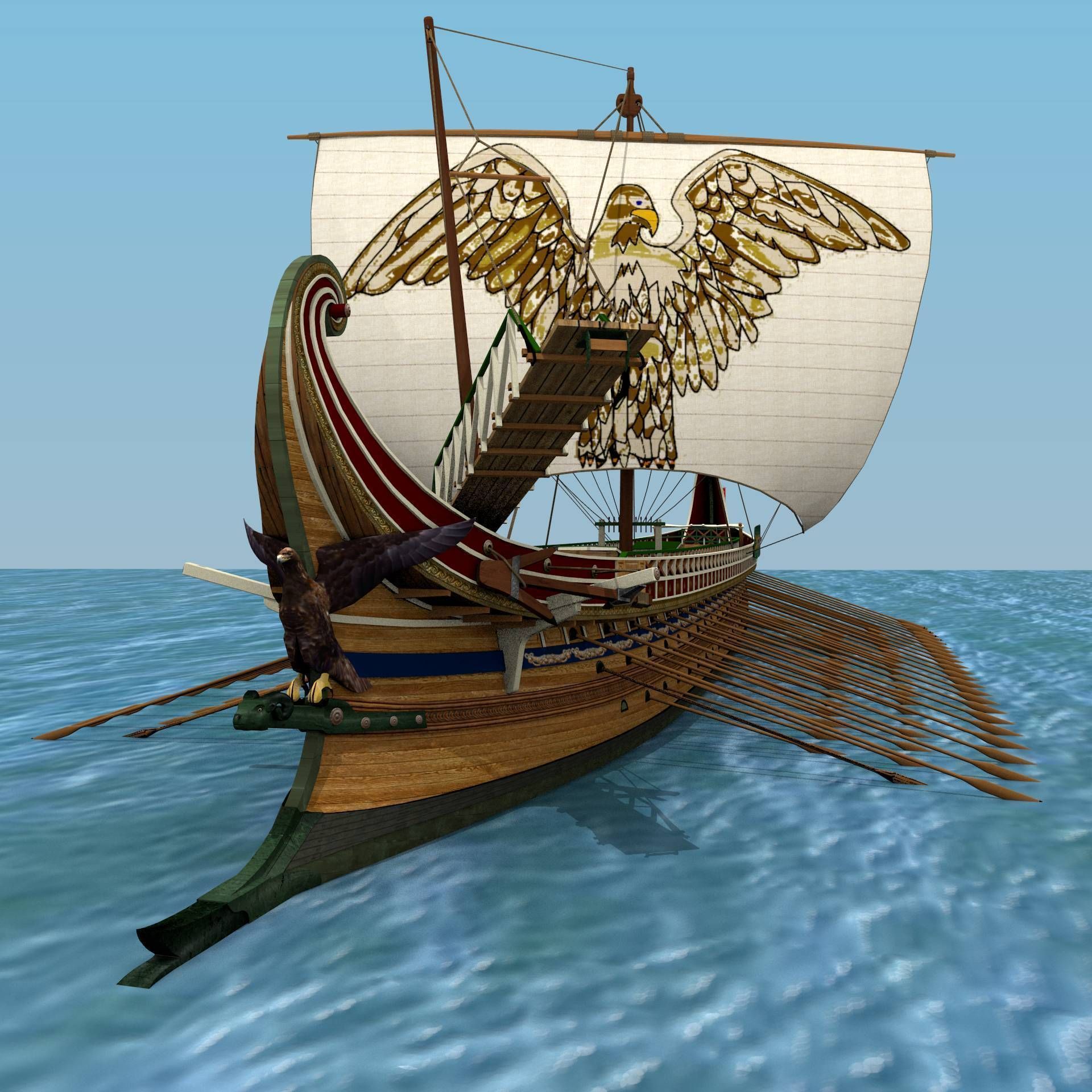 Roman Trireme Battle Ship 3D model_44