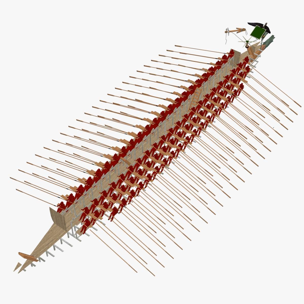 Roman Trireme Battle Ship 3D model_20
