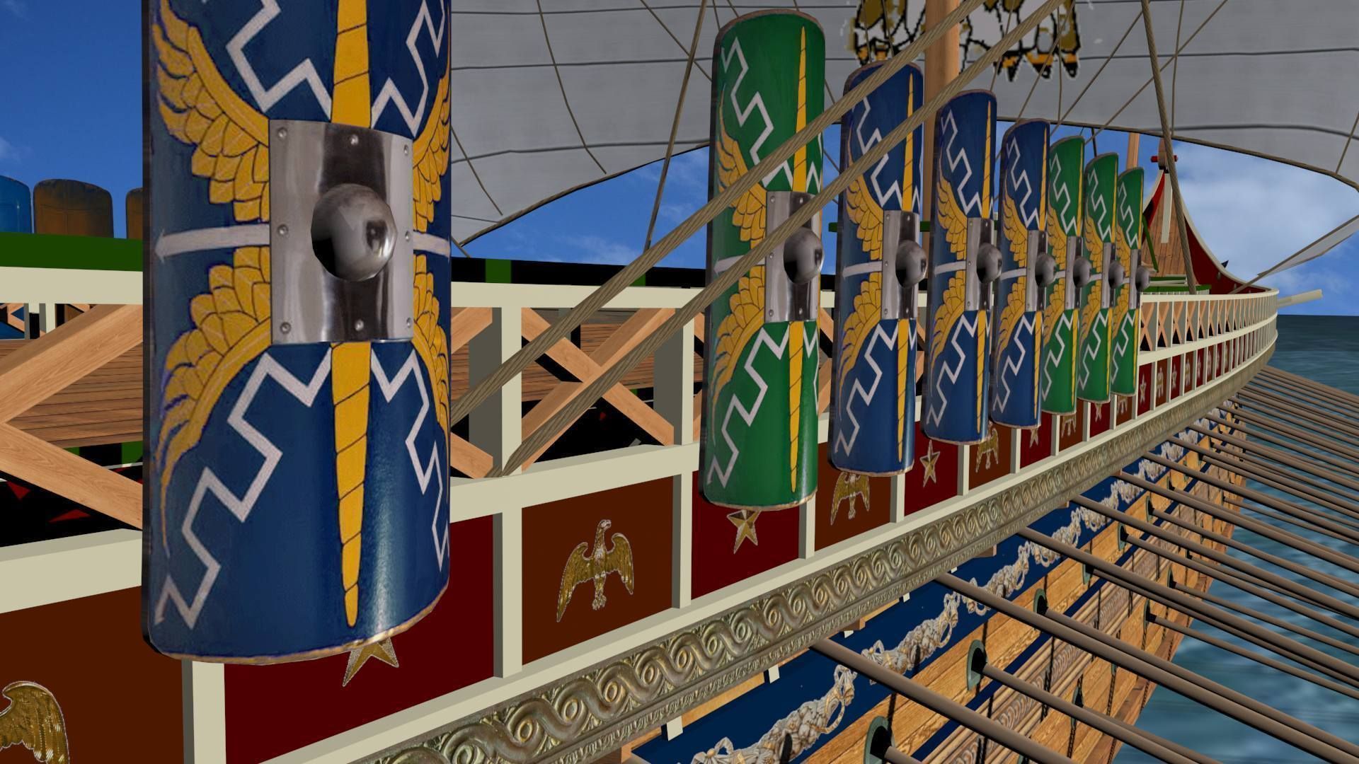 Roman Trireme Battle Ship 3D model_8