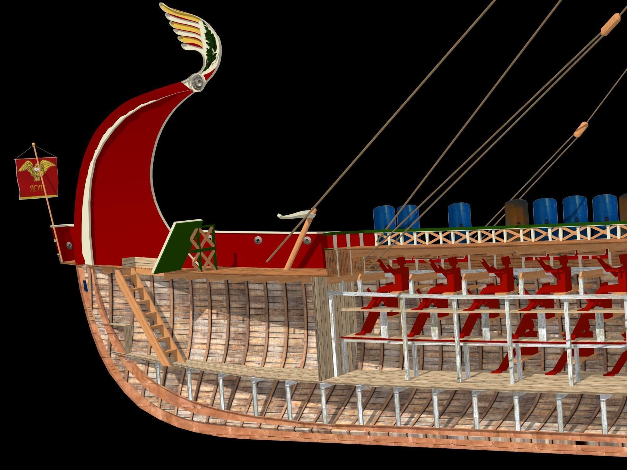 Roman Trireme Battle Ship 3D model_23
