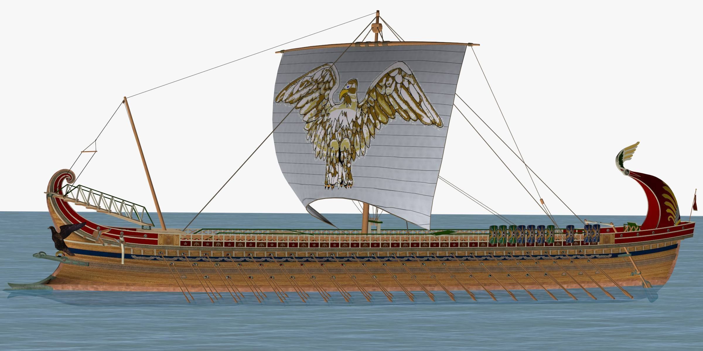 Roman Trireme Battle Ship 3D model_3