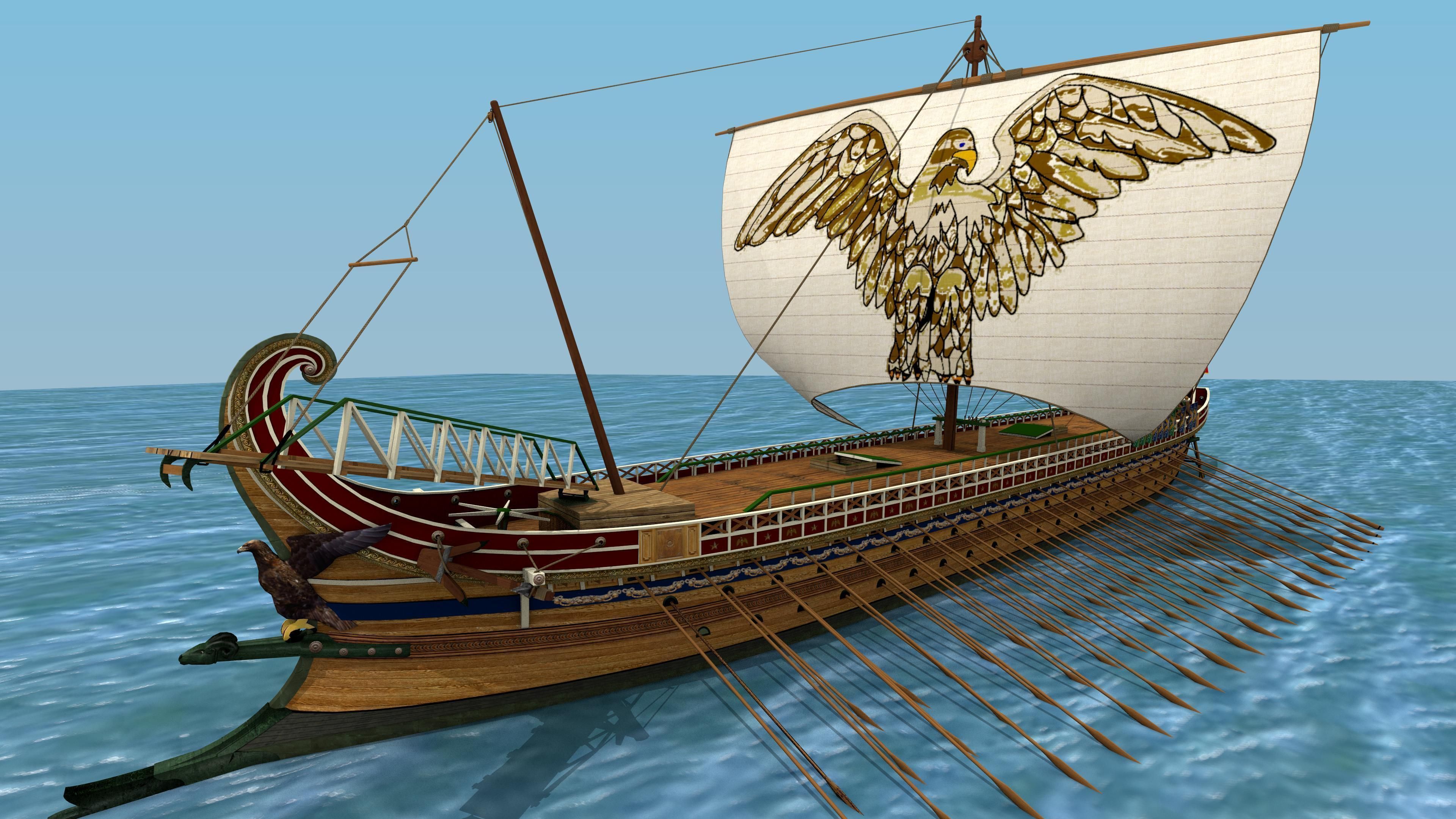 Roman Trireme Battle Ship 3D model_28