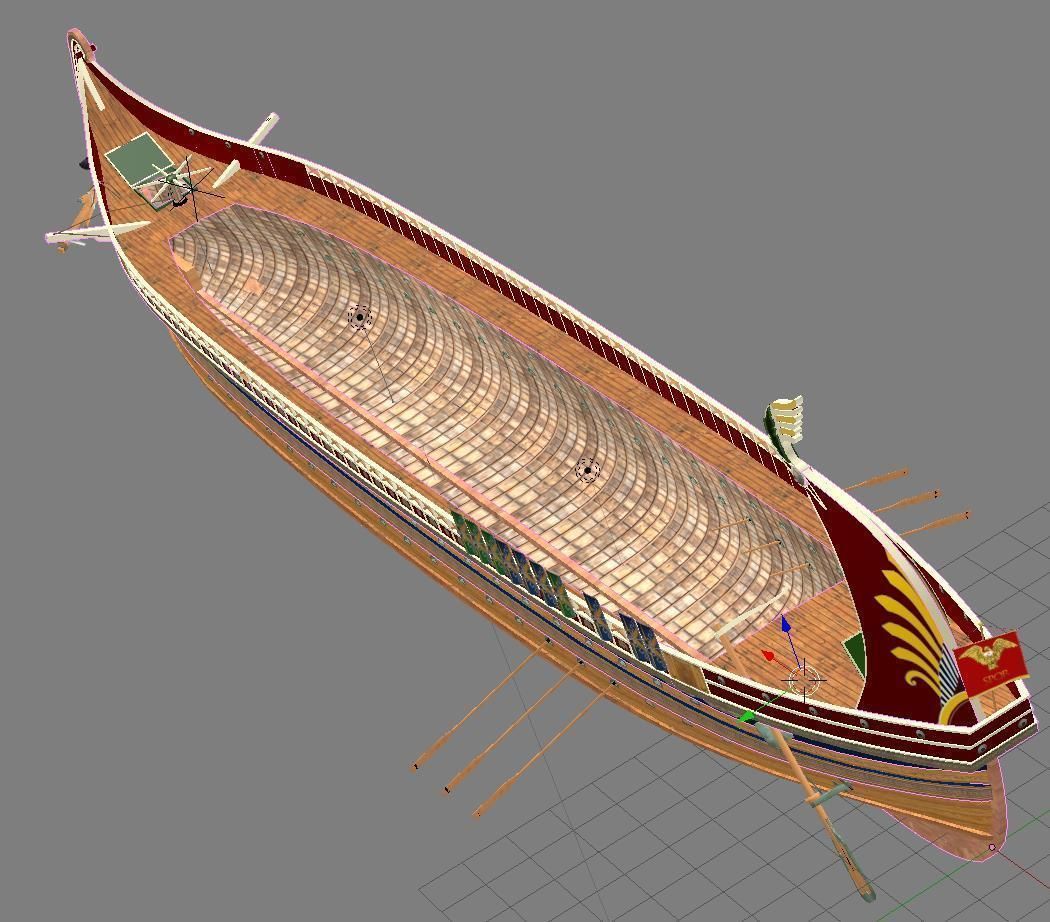 Roman Trireme Battle Ship 3D model_37