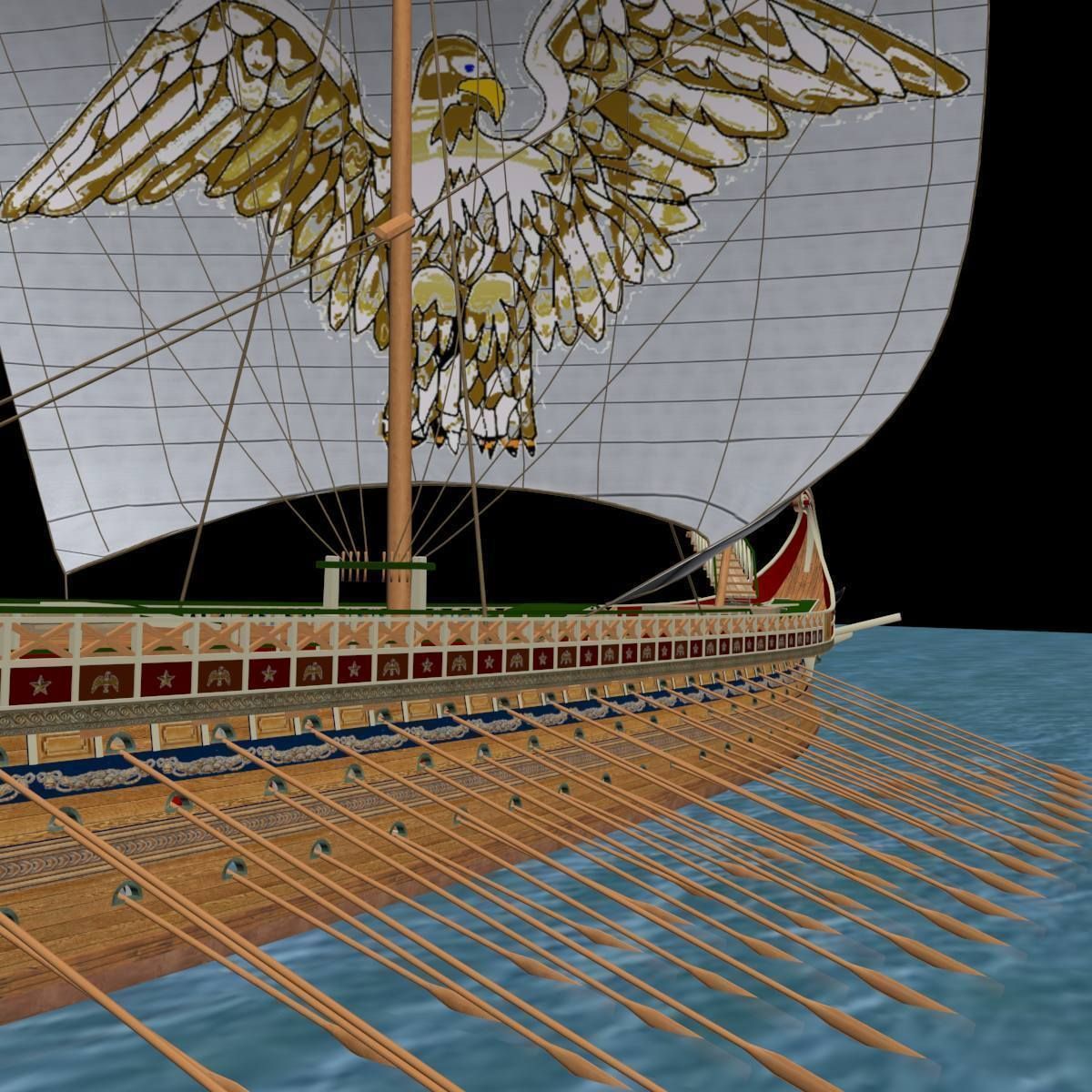 Roman Trireme Battle Ship 3D model_4