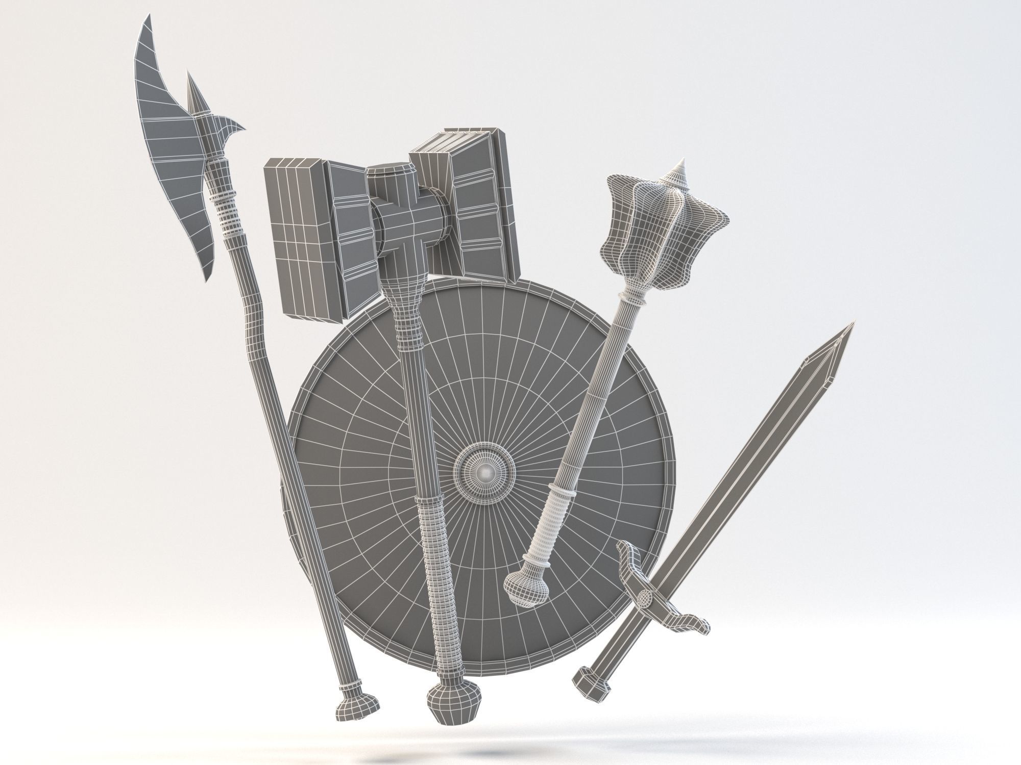 Medieval weapon pack 3D model_9