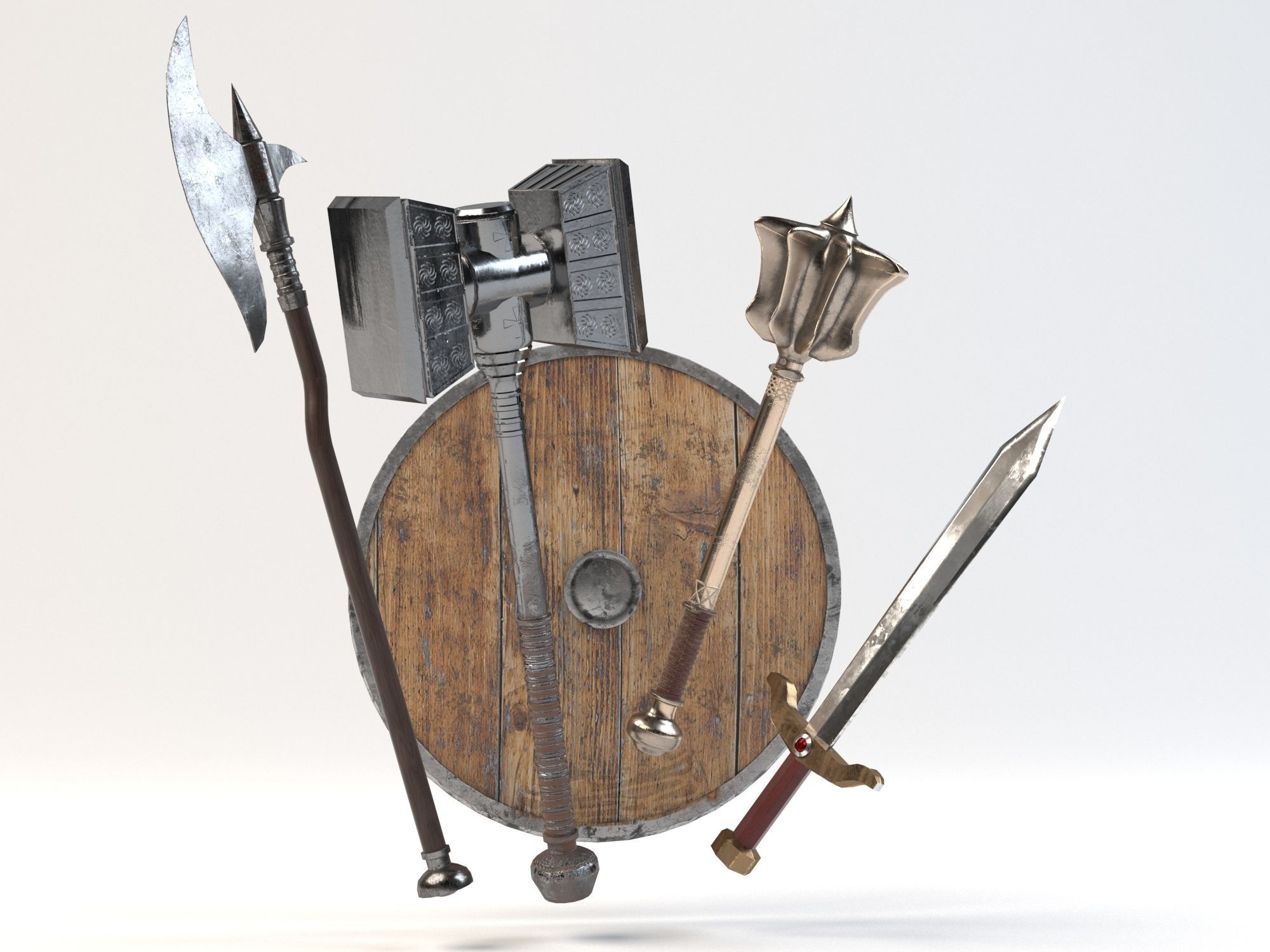Medieval weapon pack 3D model_8