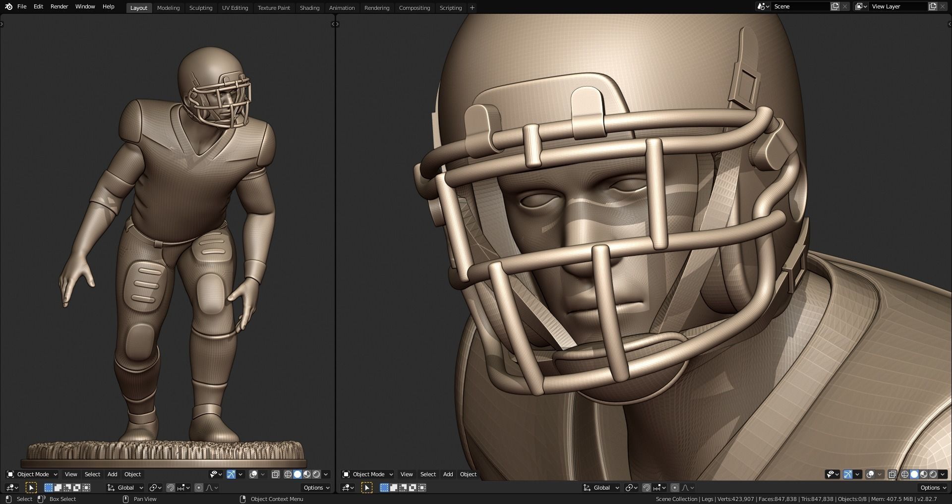 Football Player Figurine 2-Point Stance 3D print model_2