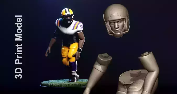Football Player Figurine 2-Point Stance 3D print model