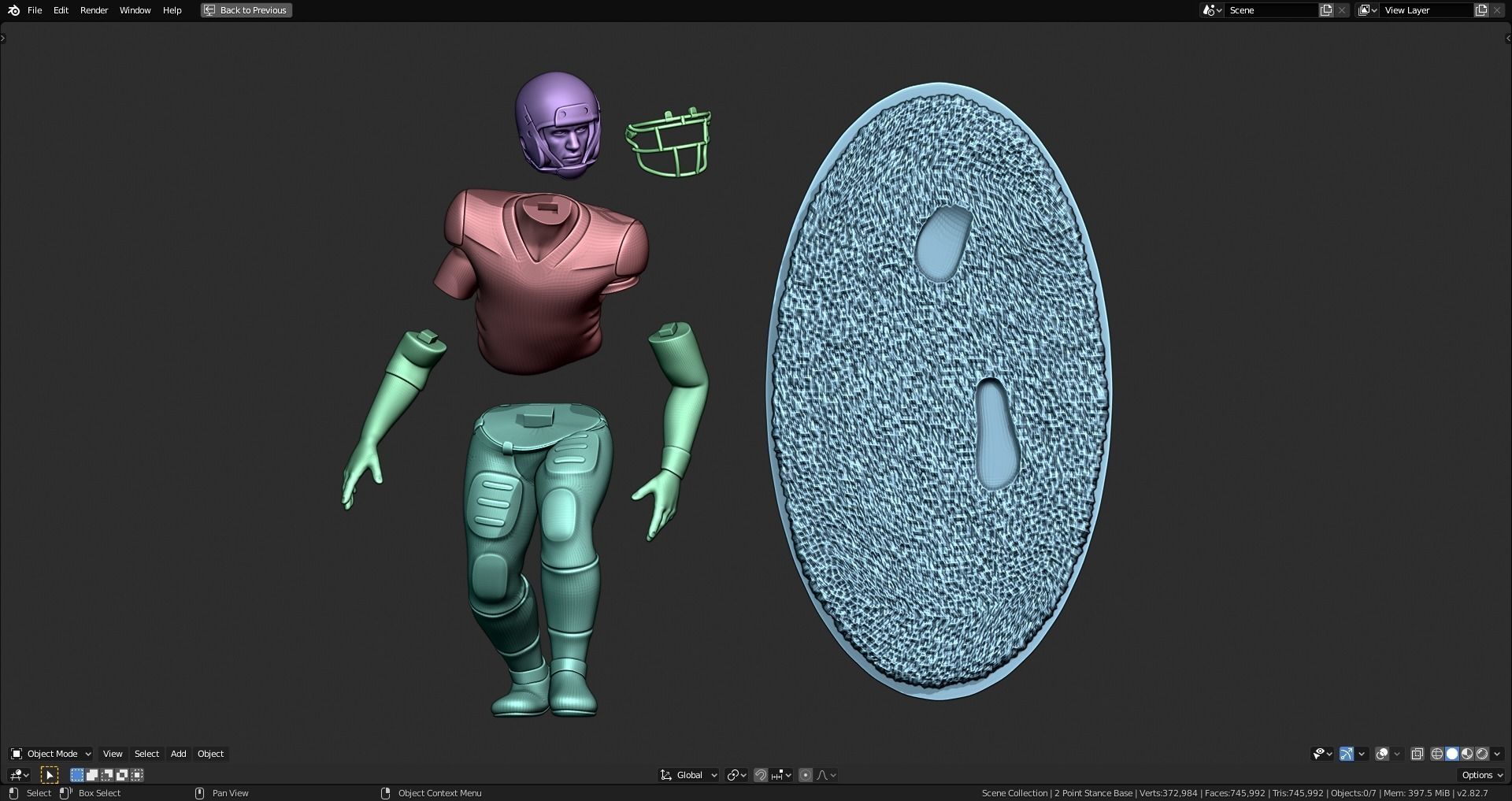 Football Player Figurine 2-Point Stance 3D print model_1
