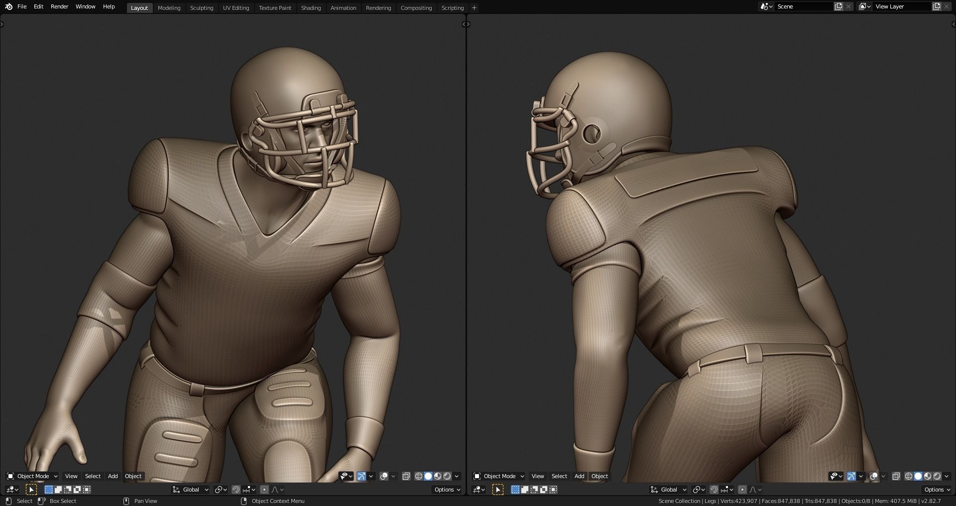 Football Player Figurine 2-Point Stance 3D print model_3