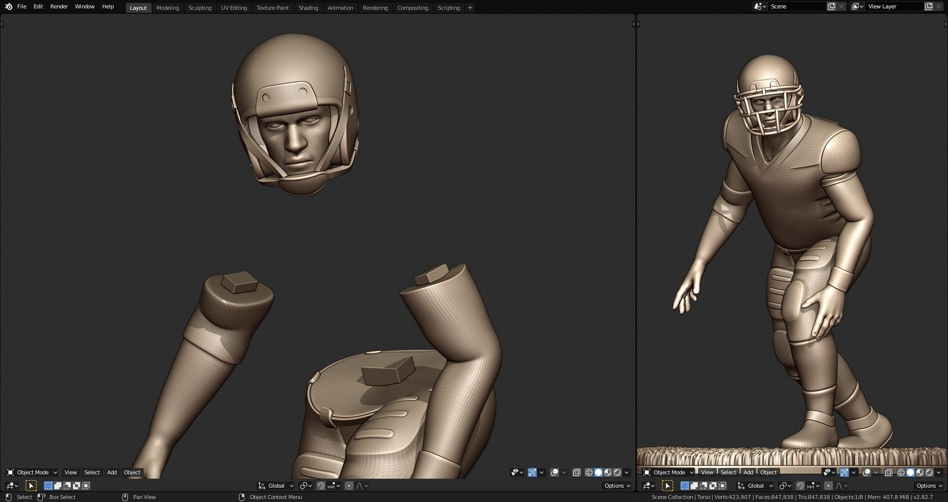 Football Player Figurine 2-Point Stance 3D print model_5