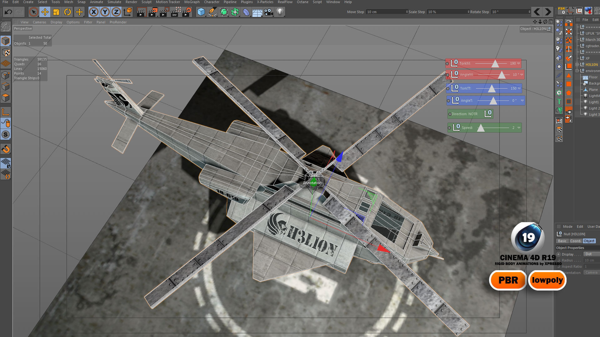 Aerodynamic Animated Helicopter Low-poly 3D model_13