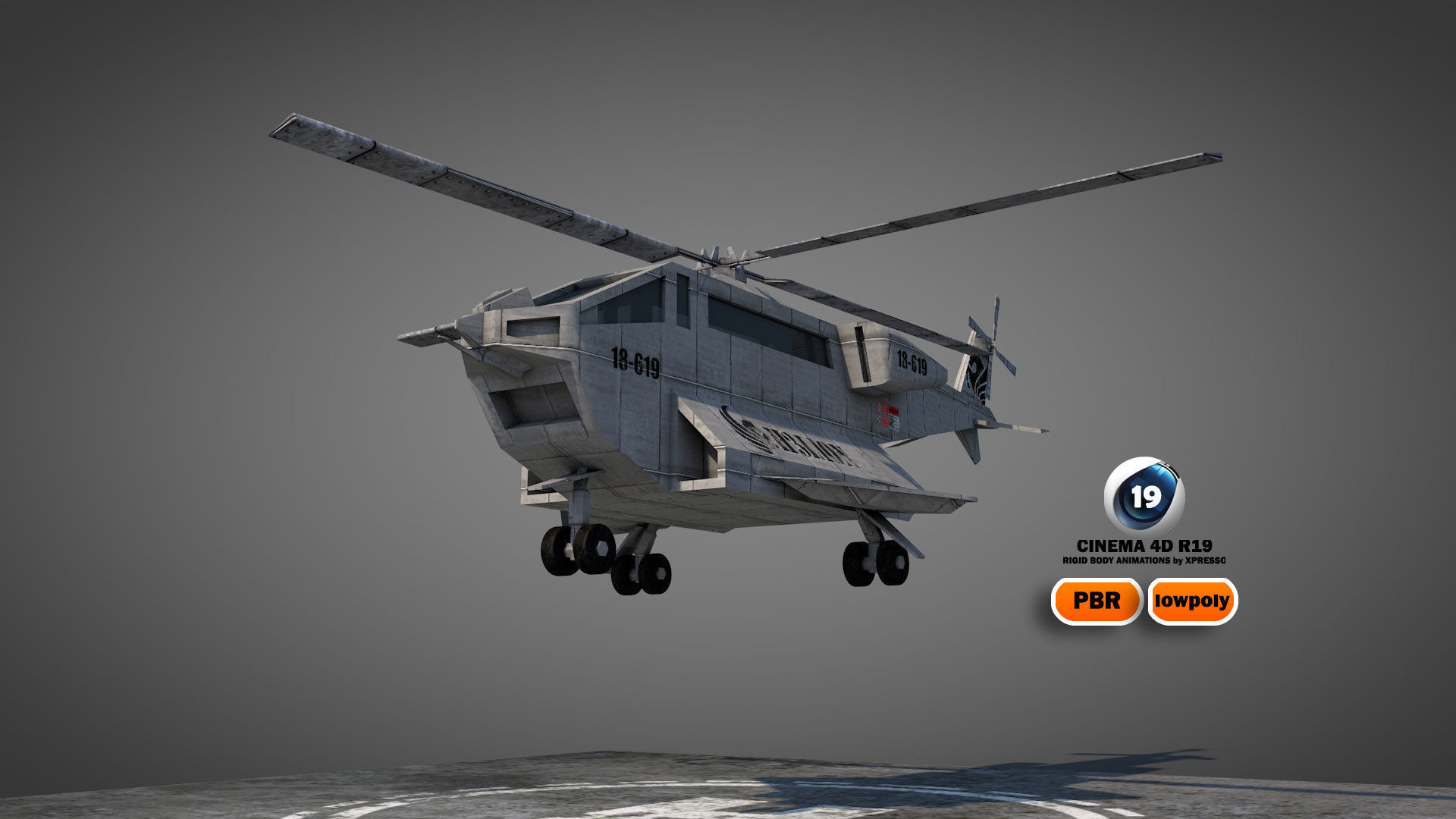 Aerodynamic Animated Helicopter Low-poly 3D model_2