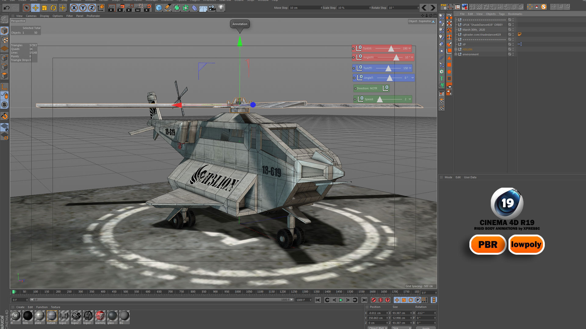 Aerodynamic Animated Helicopter Low-poly 3D model_11