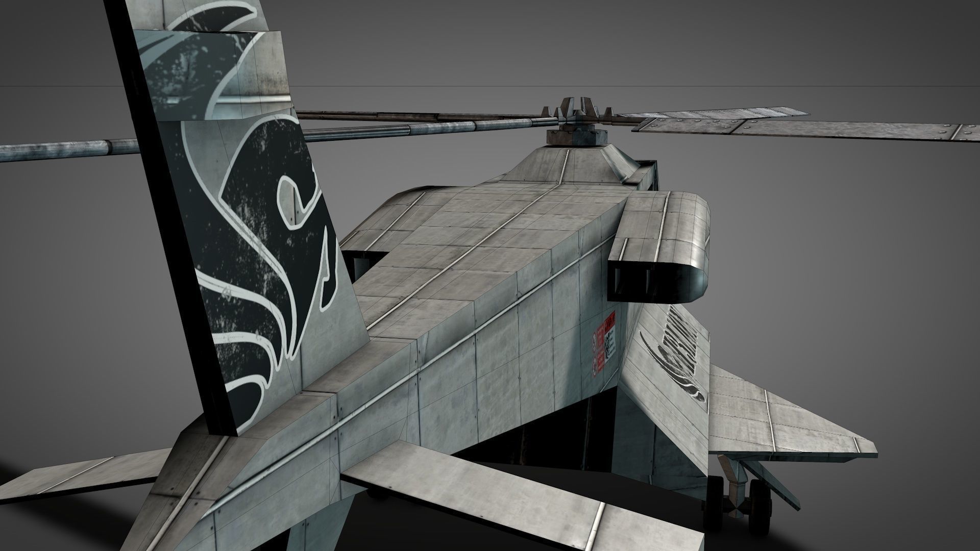 Aerodynamic Animated Helicopter Low-poly 3D model_8