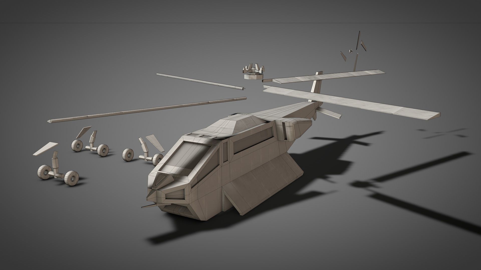 Aerodynamic Animated Helicopter Low-poly 3D model_7