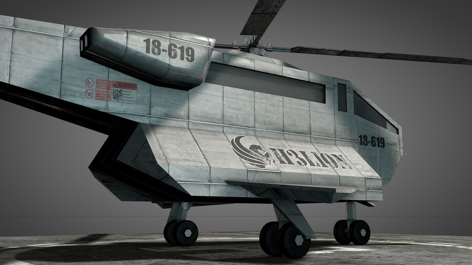 Aerodynamic Animated Helicopter Low-poly 3D model_10