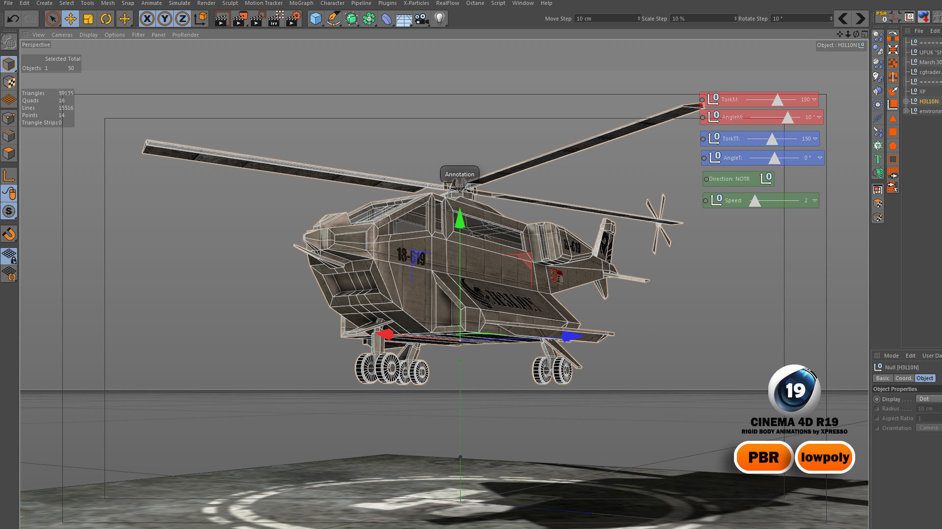 Aerodynamic Animated Helicopter Low-poly 3D model_12