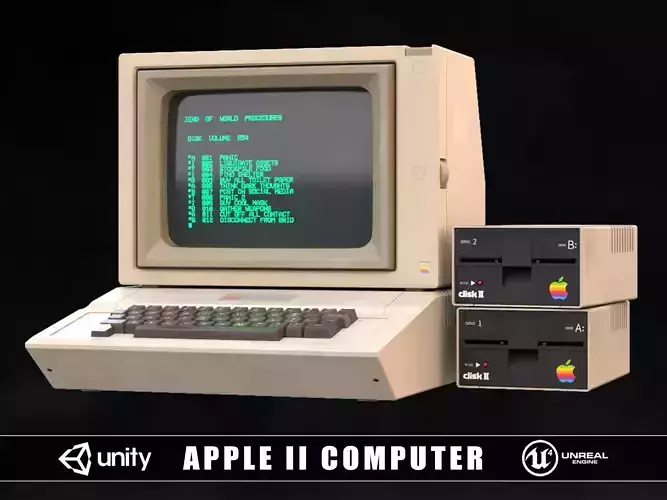 Apple 2 Computer Low-poly 3D model