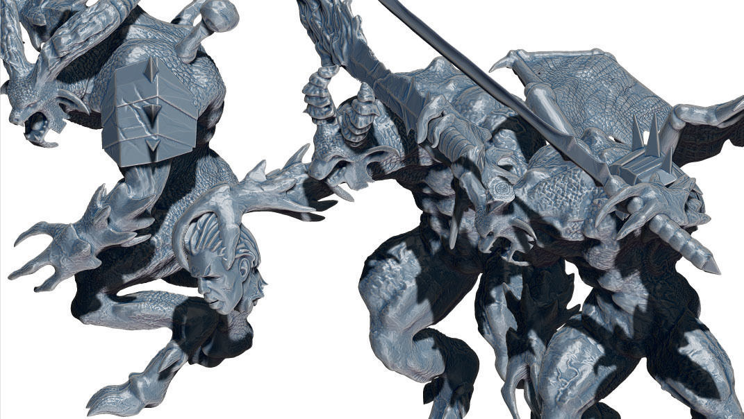 3x Demons - with and without Bases - 3d printable 3D print model_3