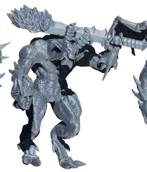 3x Demons - with and without Bases - 3d printable 3D print model_4