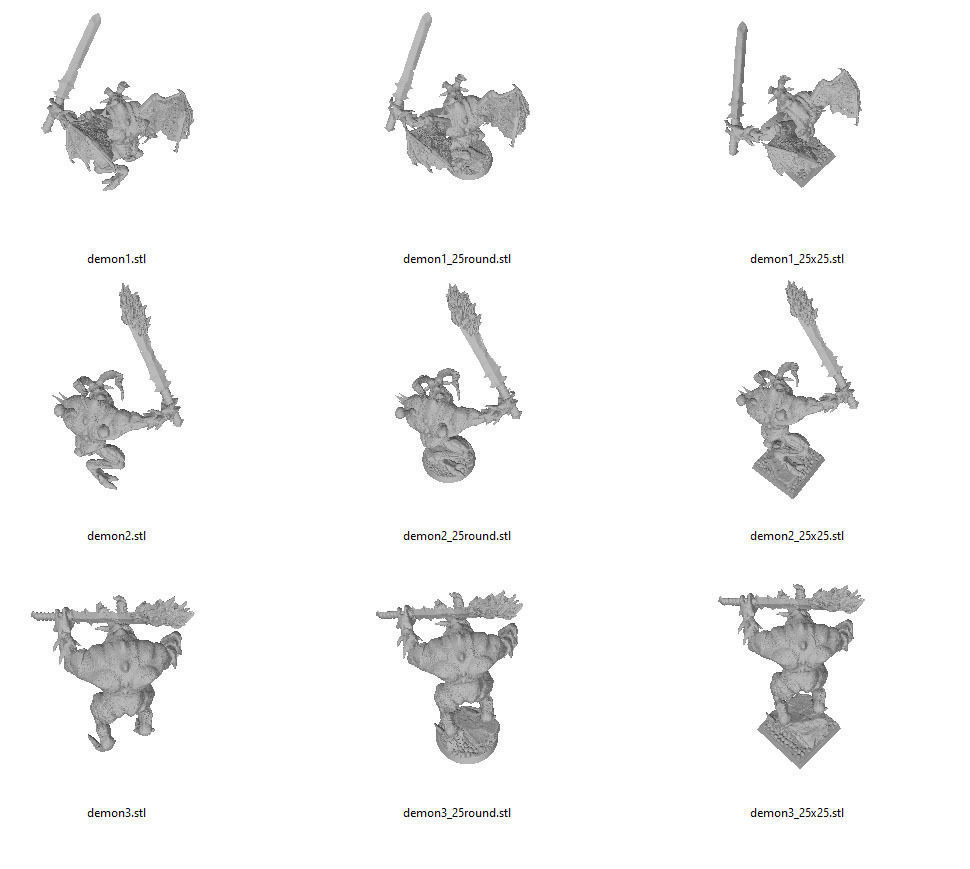 3x Demons - with and without Bases - 3d printable 3D print model_1
