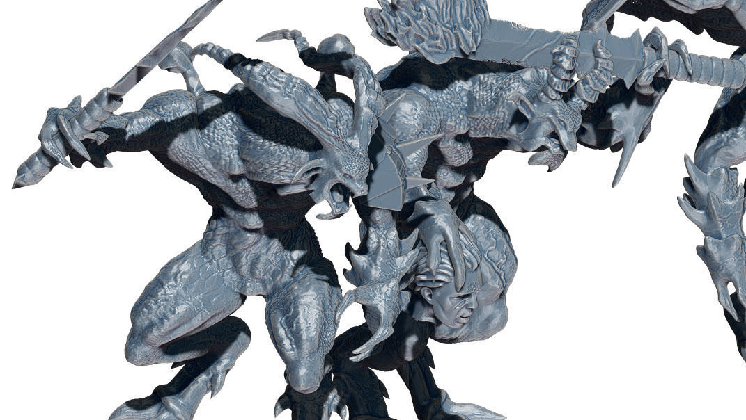 3x Demons - with and without Bases - 3d printable 3D print model_2