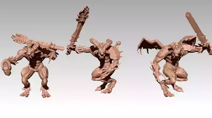3x Demons - with and without Bases - 3d printable