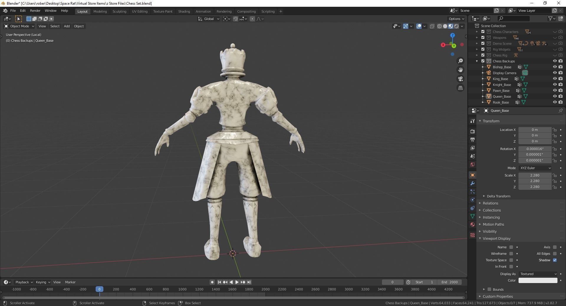 Fantasy Chess Character Pack with Weapons Low-poly 3D model_23