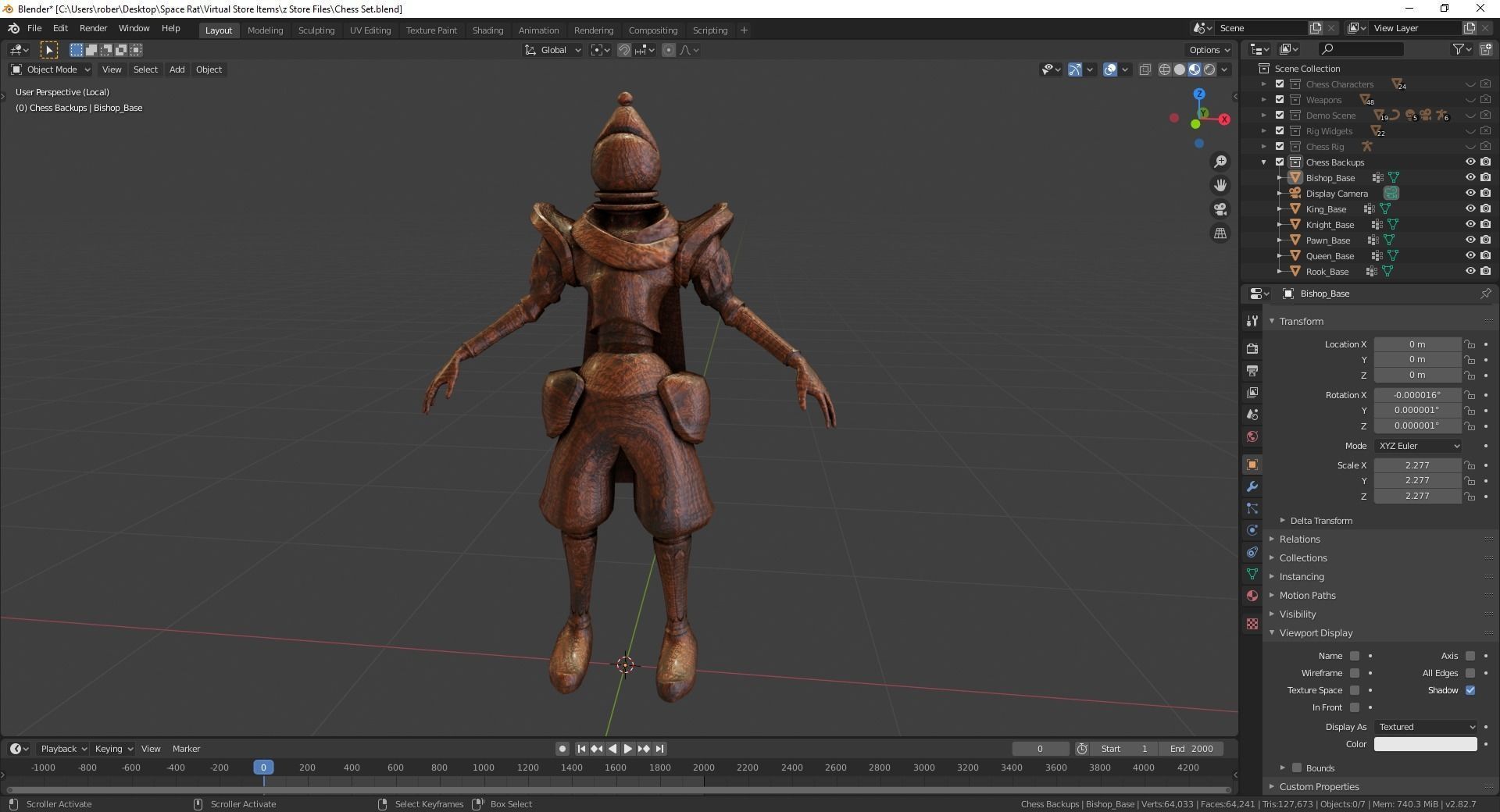 Fantasy Chess Character Pack with Weapons Low-poly 3D model_6