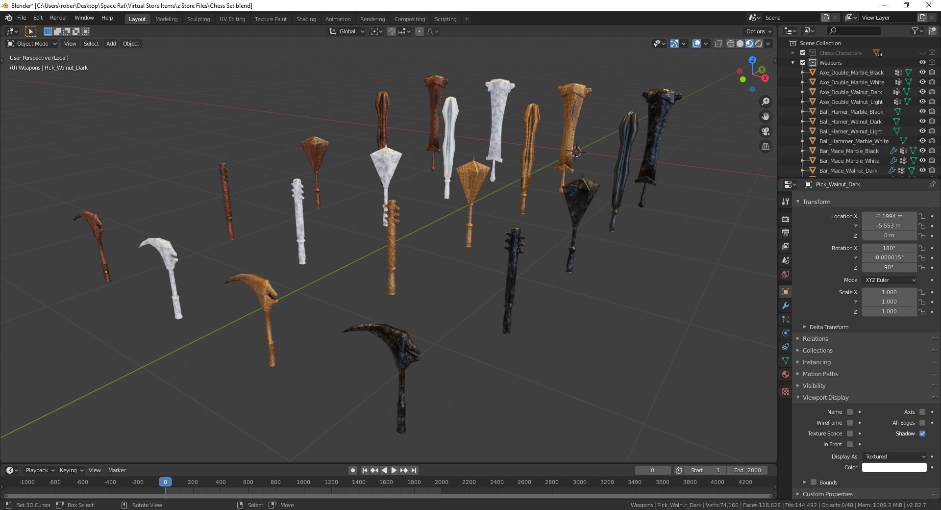 Fantasy Chess Character Pack with Weapons Low-poly 3D model_36