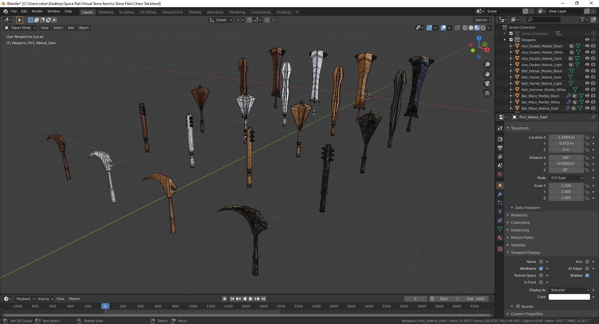Fantasy Chess Character Pack with Weapons Low-poly 3D model_37