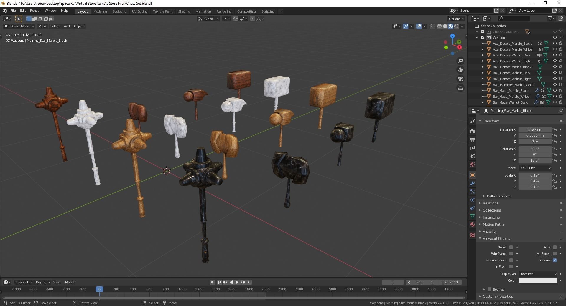 Fantasy Chess Character Pack with Weapons Low-poly 3D model_34