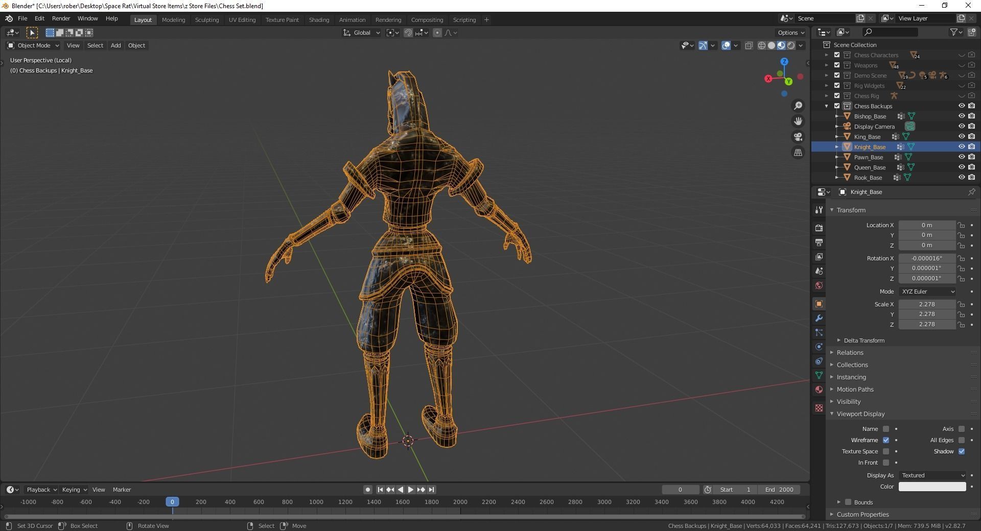 Fantasy Chess Character Pack with Weapons Low-poly 3D model_16