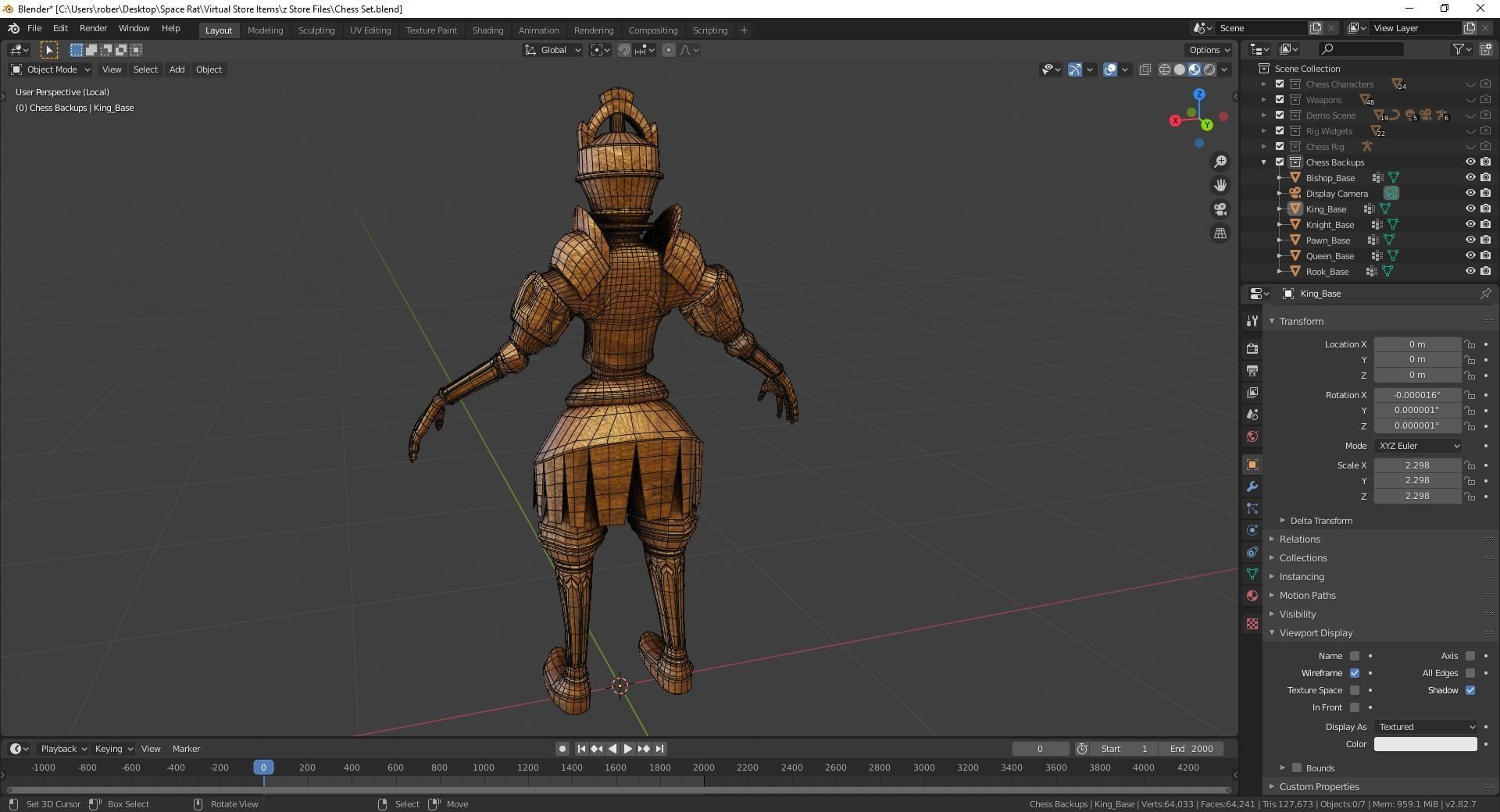 Fantasy Chess Character Pack with Weapons Low-poly 3D model_12