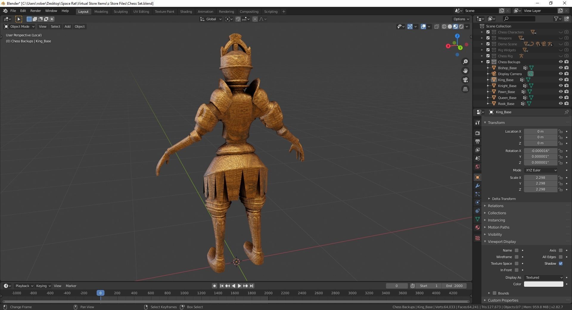 Fantasy Chess Character Pack with Weapons Low-poly 3D model_11
