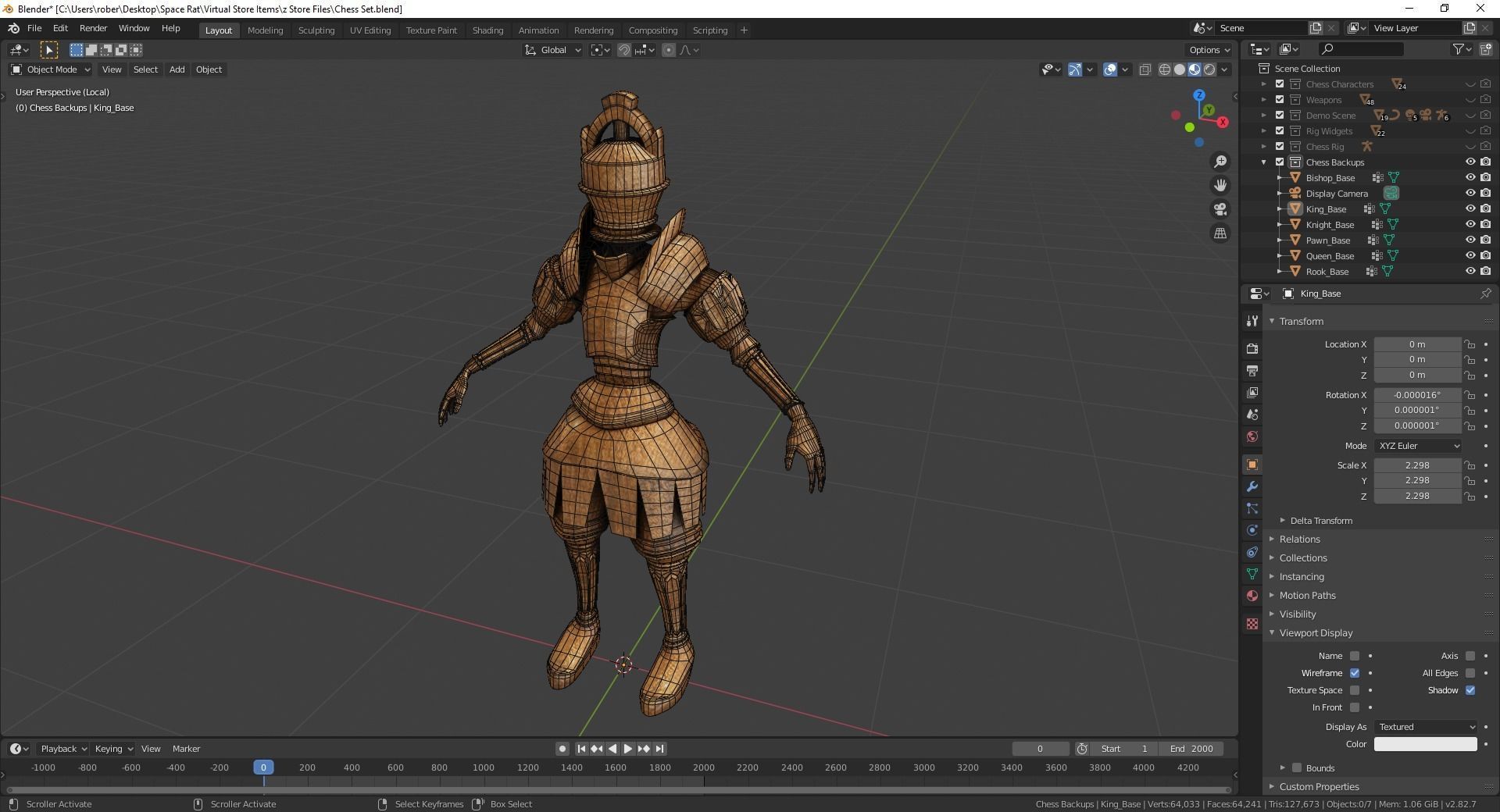 Fantasy Chess Character Pack with Weapons Low-poly 3D model_14