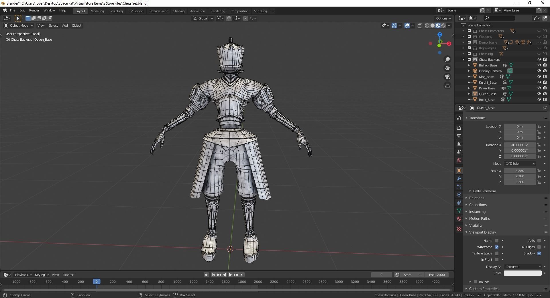 Fantasy Chess Character Pack with Weapons Low-poly 3D model_26