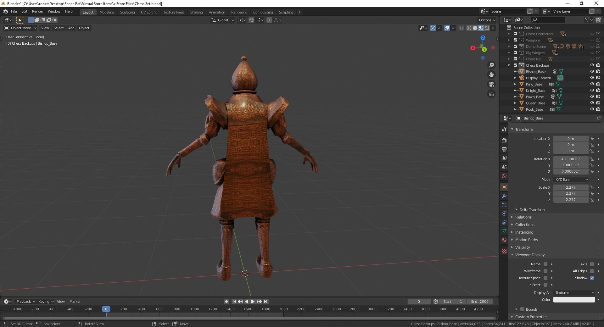 Fantasy Chess Character Pack with Weapons Low-poly 3D model_4
