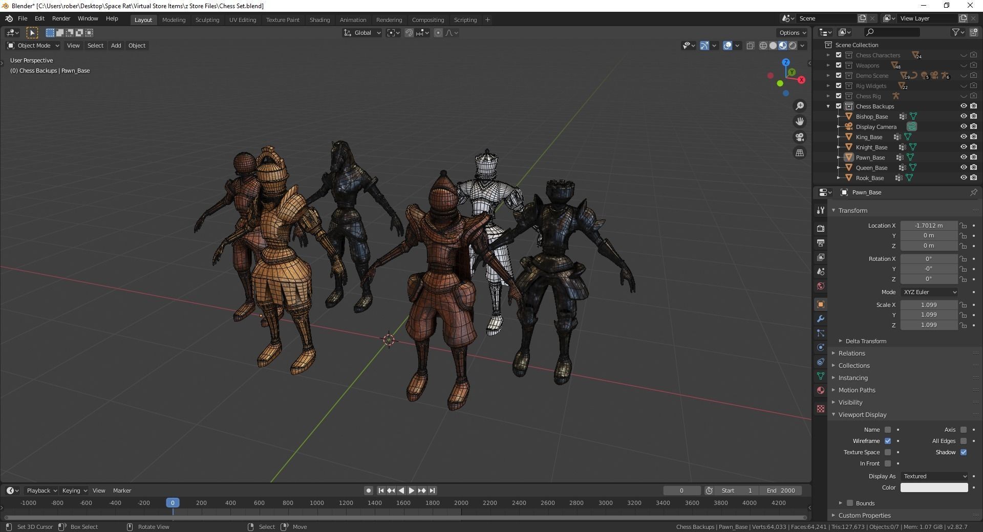 Fantasy Chess Character Pack with Weapons Low-poly 3D model_8